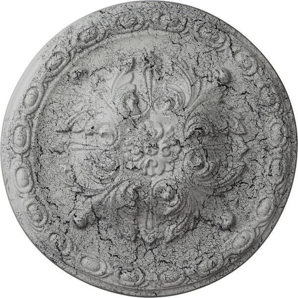 Ekena Millwork 11-3/4 in. x 3/8 in. Stockport Urethane Ceiling Medallion, Ultra Pure White Crackle