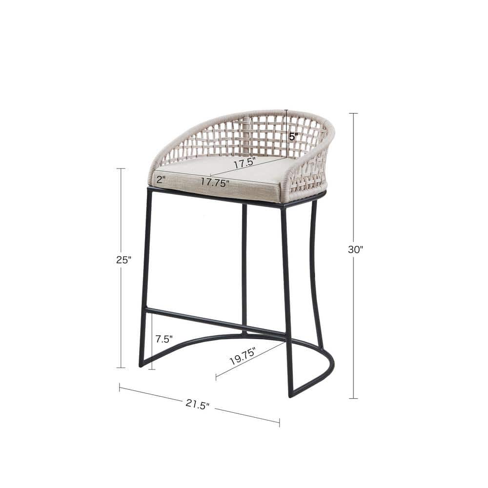 Hermosa Natural Woven Rope 25" Counter Stool with Metal Base
