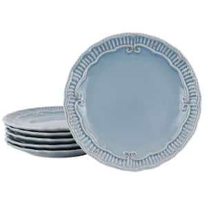 Capri 6-Piece 9 in. Stoneware Embossed Dessert Plate Set in Blue