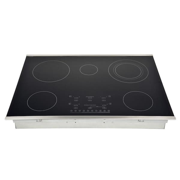 Hallman 30 in. Smooth Top Electric Cooktop in Stainless Steel with 5 Elements including Flex-Power Element