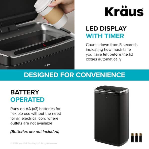 Kraus KTCS-10SS 13 Gallon Touchless Motion Sensor Trash Can - Stainless Steel