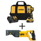 20-Volt MAX XR Cordless Brushless 3-Speed 1/4 in. Impact Driver with (1) 20-Volt 5.0Ah Battery & Reciprocating Saw