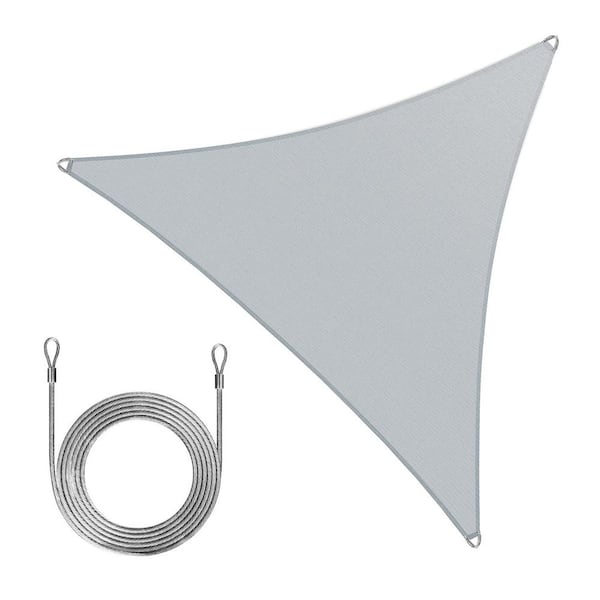 28 ft. x 28 ft. x 28 ft. Triangle Pro Ring Sun Shade Sail with Rope-Grey