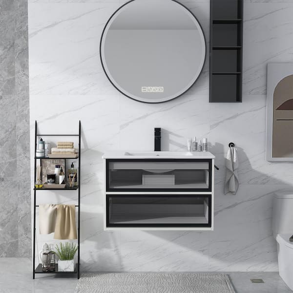 Puluomis 30 in. Bath Vanity Cabinet without Top in White with Drop-in Sink