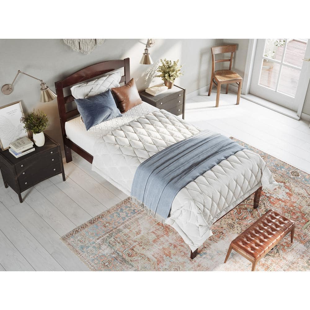 Mission-Style Twin Platform Bed with Walnut Finish