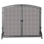 Olde World 39 in. W Iron Single-Panel Durable Fireplace Screen with Doors and Heavy Guage Mesh