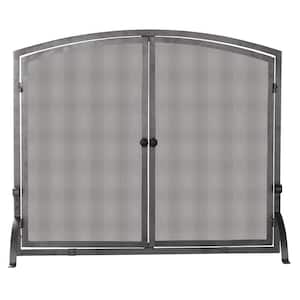 Olde World 39 in. W Iron Single-Panel Durable Fireplace Screen with Doors and Heavy Guage Mesh