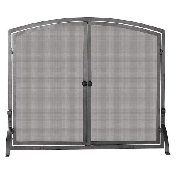 UniFlame Olde World 39 in. W Iron Single-Panel Durable Fireplace Screen with Doors and Heavy Guage Mesh