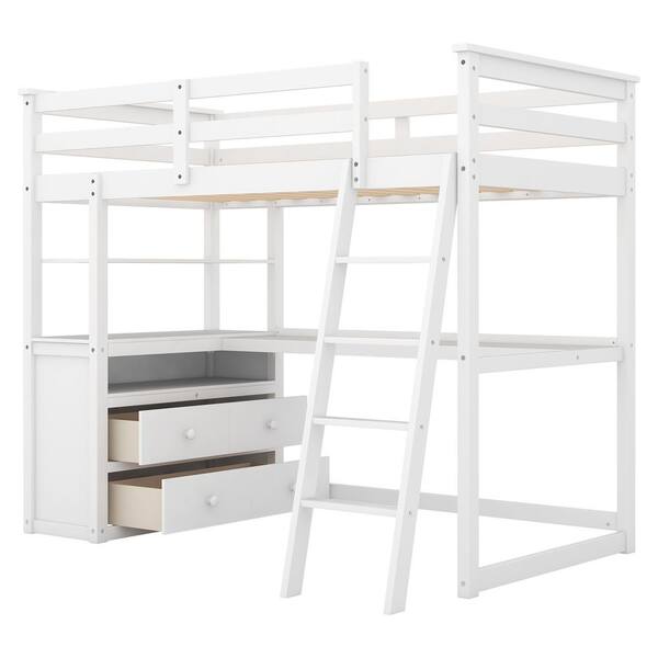 SMÅSTAD Loft bed frame, desk and storage, white, Twin - IKEA