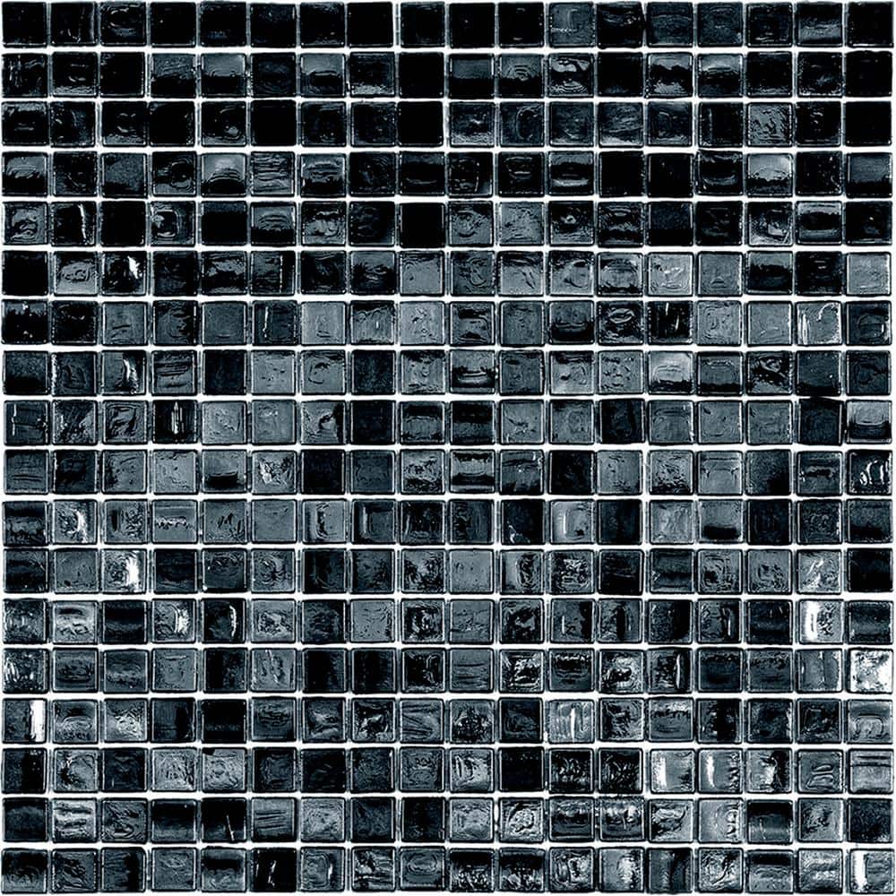 Skosh 11.6" x 11.6" Glossy Black Glass Mosaic Tile