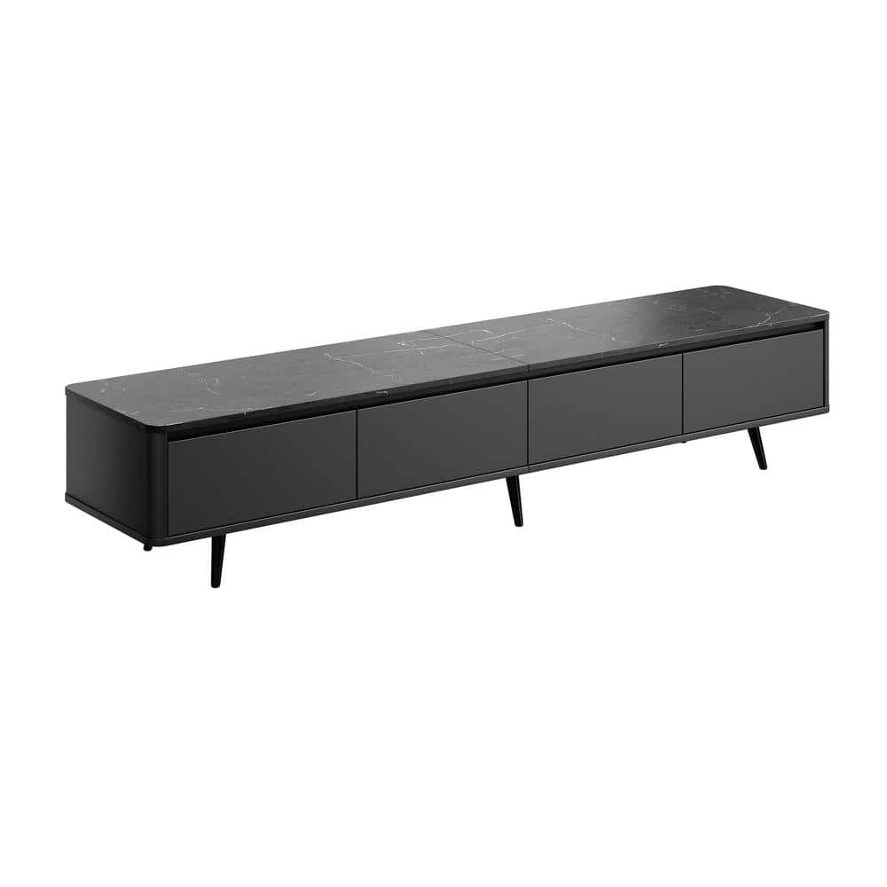Black Marble Modern Elegant TV Stand Contemporary Media Console TV Cabinet 