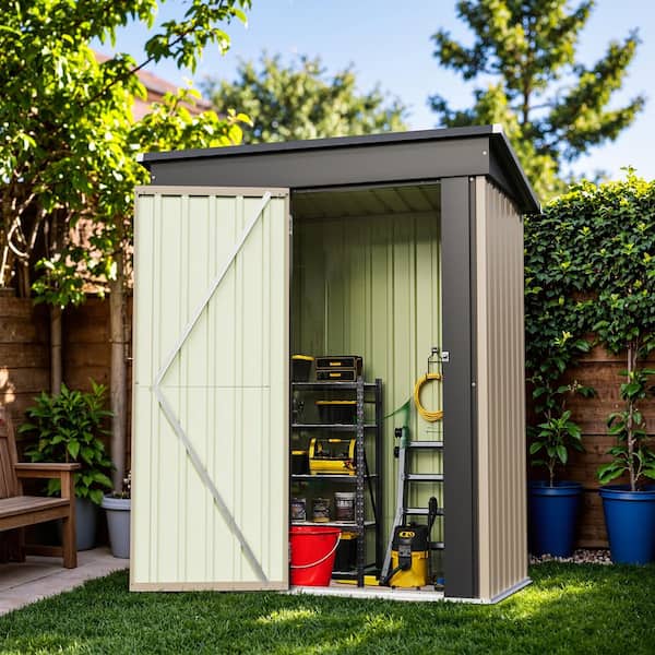 5 ft. W x 3 ft. D Outdoor Storage Metal Shed Lockable Metal Garden Shed for Backyard Outdoor (14.5 sq. ft.)