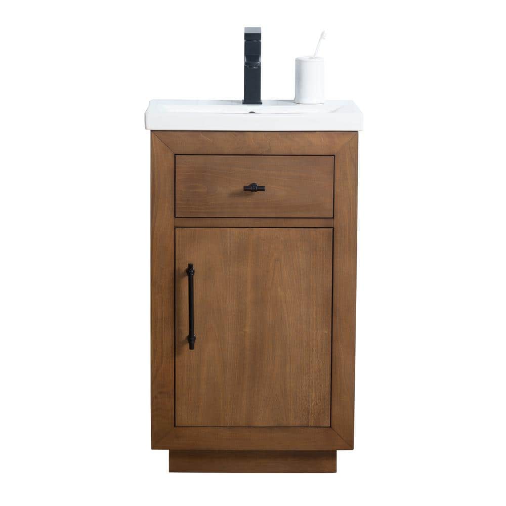 20'' Tan Freestanding Single Bathroom Vanity with Ceramic Top