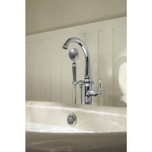 Kelston 1-Handle Floor Mount Bath Filler with Hand Shower in Vibrant Brushed Nickel