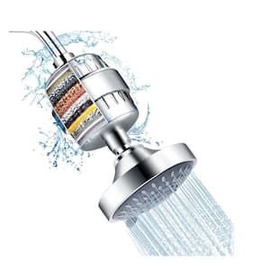 15 Stage 5 Spray Showerhead Filter with Water Softener Filter Cartridge for Hard Water Remove Chlorine, in Chrome