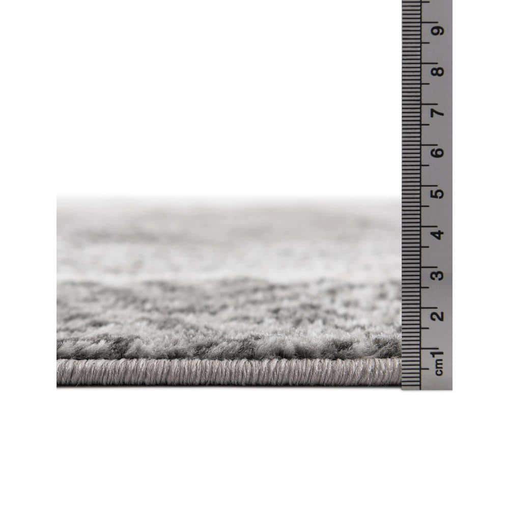 Dark Gray Geometric Pattern Low Pile Area Rug