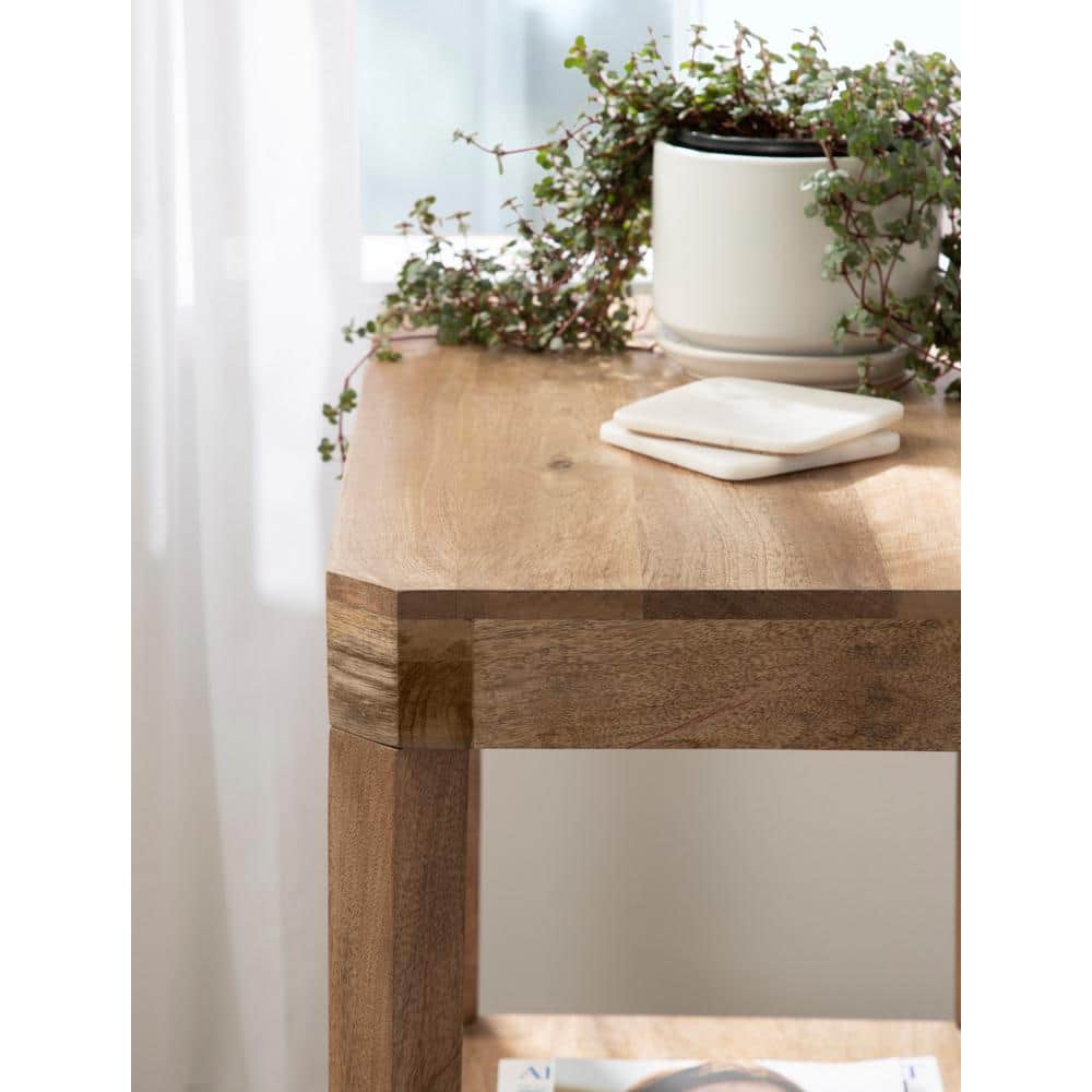 Natural Mango Wood Two-Tier Side Table
