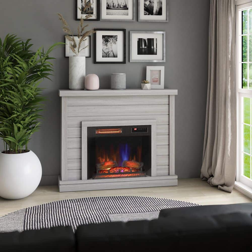 UPC 611768000005 product image for 52 in. Shiplap Freestanding Electric Fireplace in Sargent Oak with 3D Fireplace  | upcitemdb.com