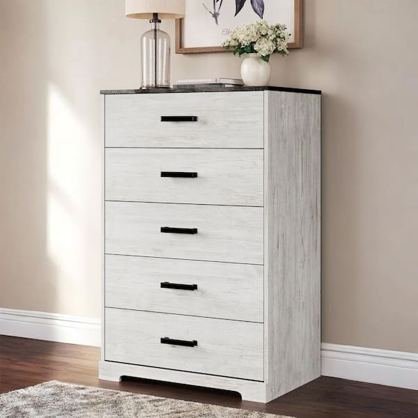 Shawburn White 5-Drawer 29.88 in. Chest of Drawers