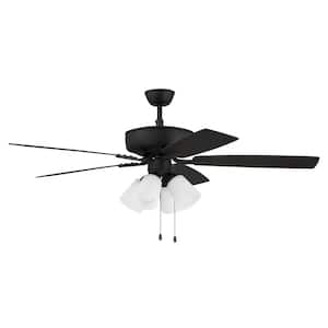 Pro Plus-114 52 in. Indoor Dual Mount Espresso Ceiling Fan with 4-Light White Glass LED Light Kit