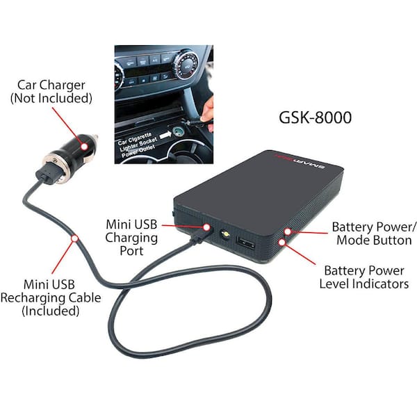 Smartech Products 8000 mAh Lithium Powered Vehicle Jump Starter and Power  Bank GSK-8000 - The Home Depot