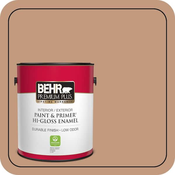 BEHR PREMIUM PLUS 1 gal. #PPU3-12 Egyptian Pyramid Hi-Gloss Enamel Interior/Exterior Paint & Primer