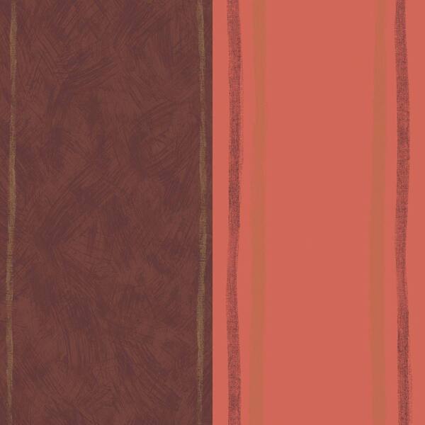 The Wallpaper Company 56 sq. ft. Orange and Brown Large Contemporary Soft Edge Vertical Stripe Wallpaper