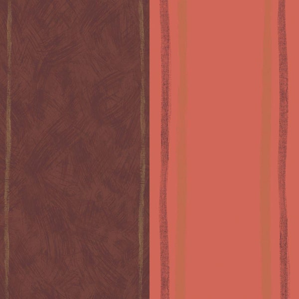 The Wallpaper Company 8 in. x 10 in. Orange and Brown Large Contemporary Soft Edge Vertical Stripe Wallpaper Sample