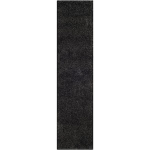 Milan Shag 2 ft. x 10 ft. Dark Gray Solid Runner Rug