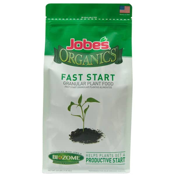 Jobe's Organics 4 lb. Organic Fast Start Plant Food Fertilizer with Biozome, OMRI Listed