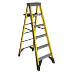 Werner 6 ft. Fiberglass Step Ladder with Shelf 300 lb. Load Capacity ...