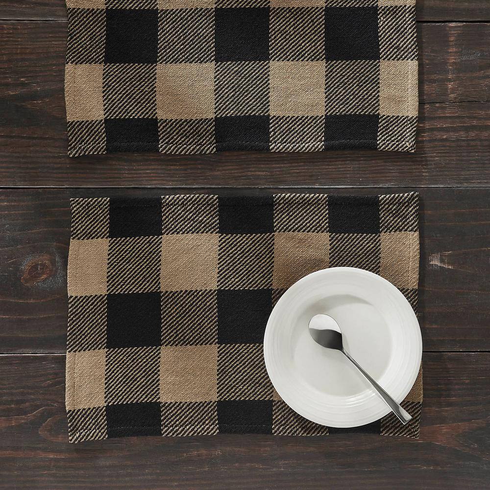 Country Black and Tan Check Cotton Fall Placemat Set