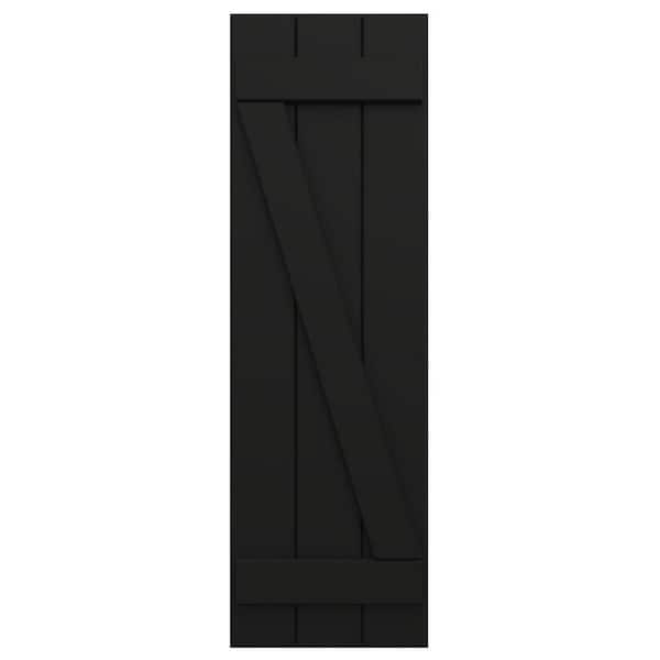 21 1/2 in. W x 76 in. H EnduraCore Composite 4-Board Joined Board-n-Batten Shutters +ZBar, Black (Pair-No Hardware)