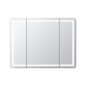 Royale Plus 40 in. W x 30 in. H Clear Recessed/Surface Mount Medicine Cabinet with Mirror, Tri-View Doors, LED, Defogger