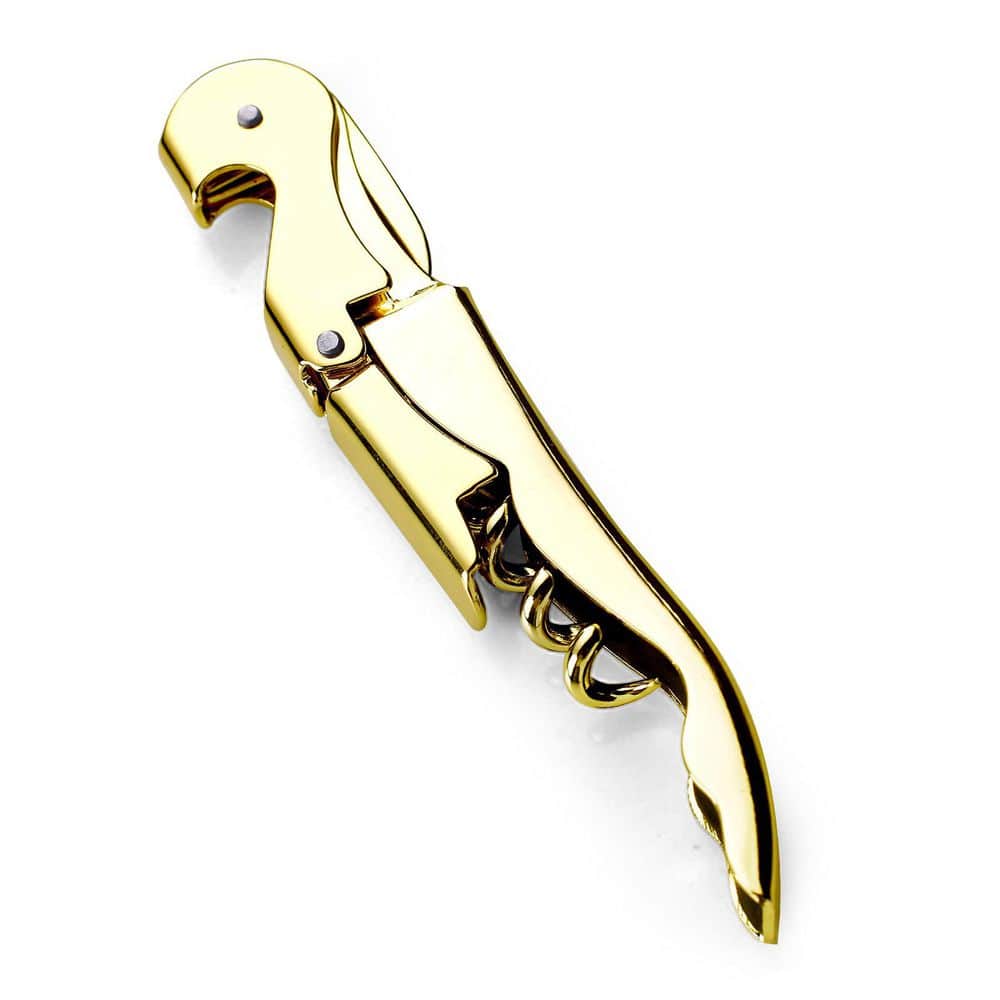 Professional Stainless Steel Wine Opener Corkscrew with Bottle Opener and Foil Cutter, Gold