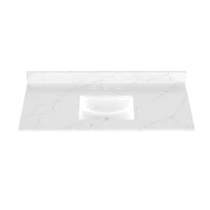 49 in. W x 22 in. D Quartz Vanity Top in Carrara White with White Rectangular Single Sink