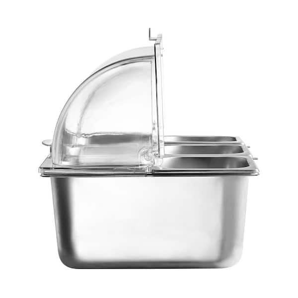 Countertop Food Serving Display Container 6-Pan Stainless Steel Food Serving Buffet Condiment Dispenser Chafing Dishes
