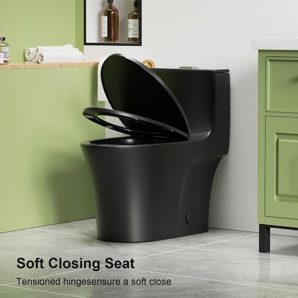 WOODBRIDGEE One Piece Toilet With Soft Closing Seat, Chair Height, 1.28 GPF Dual, Water Sensed, 1000 Gram Map Flushing Score Toilet With Mattle