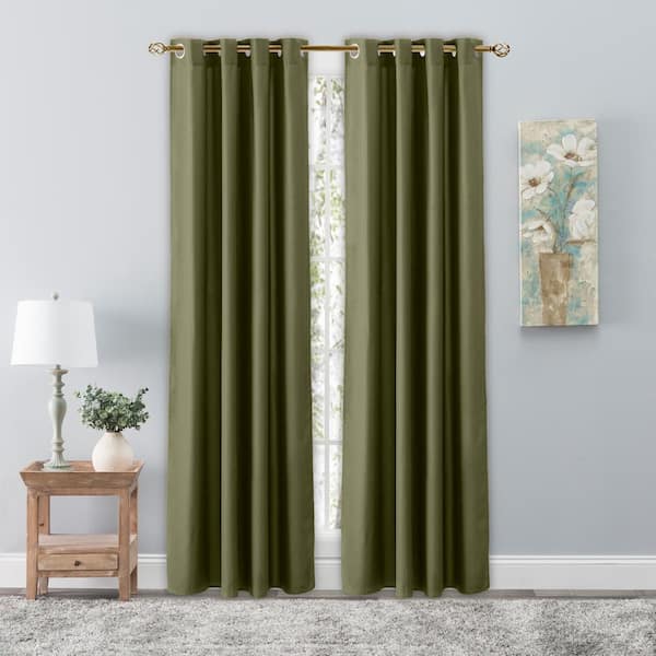 RICARDO Spanish Moss Woven Grommet Room Darkening Light Filtering Curtain (Single Panel)  - 56 in. W x 96 in. L