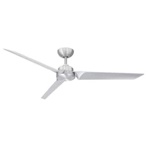 Roboto 62 in. Indoor/Outdoor Brushed Aluminum 3-Blade Smart Ceiling Fan with Remote Control