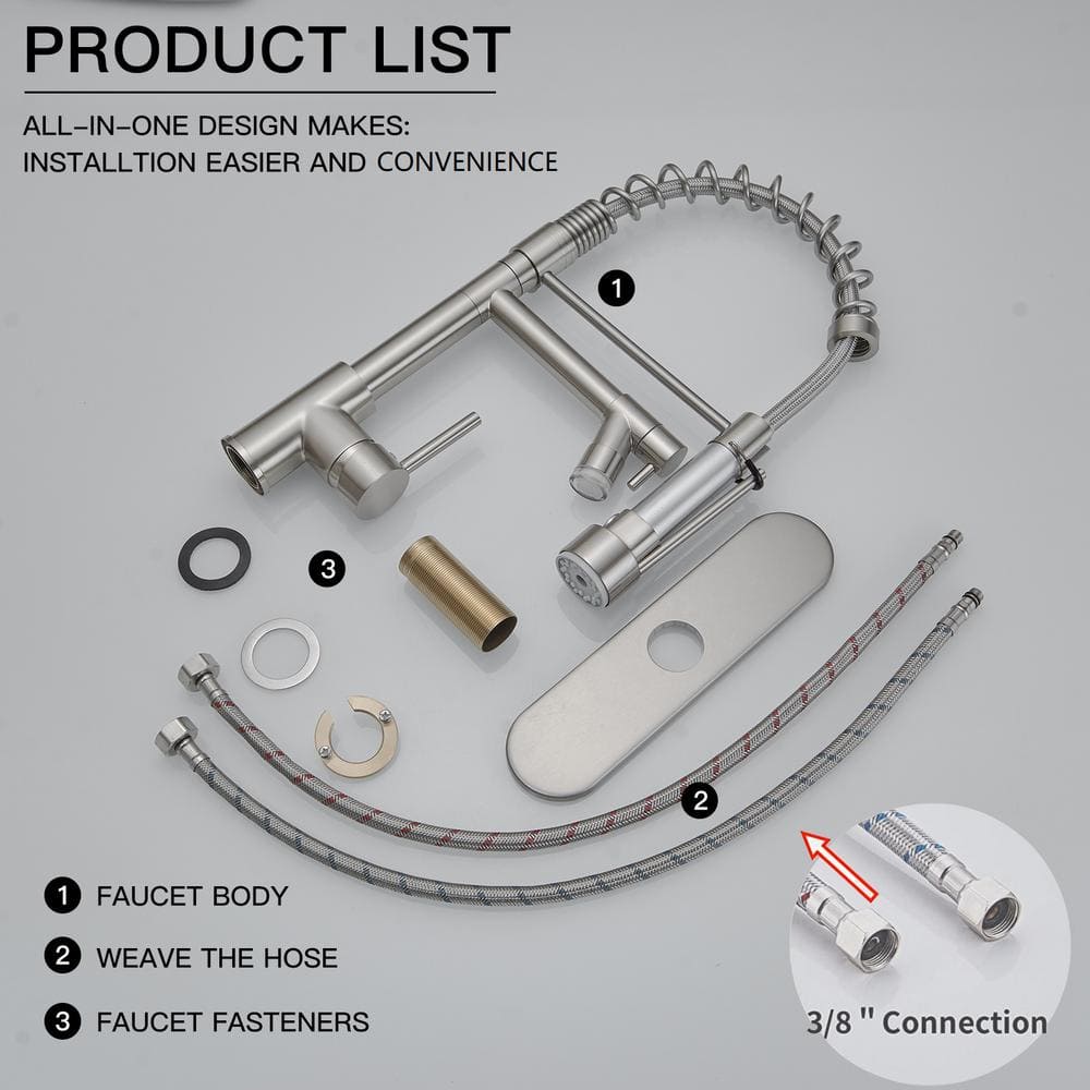 Brushed Nickel High-Arc Single Handle Kitchen Faucet with Pull-Out Spray