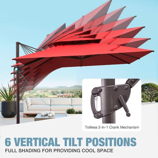 CLOUDFLY 11 x 11 ft. Cantilever Patio Umbrella and 260 lbs. 8