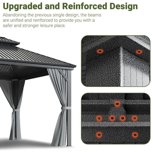 VIWAT 10 ft. x 12 ft. Hardtop Gazebo with Aluminum Frame