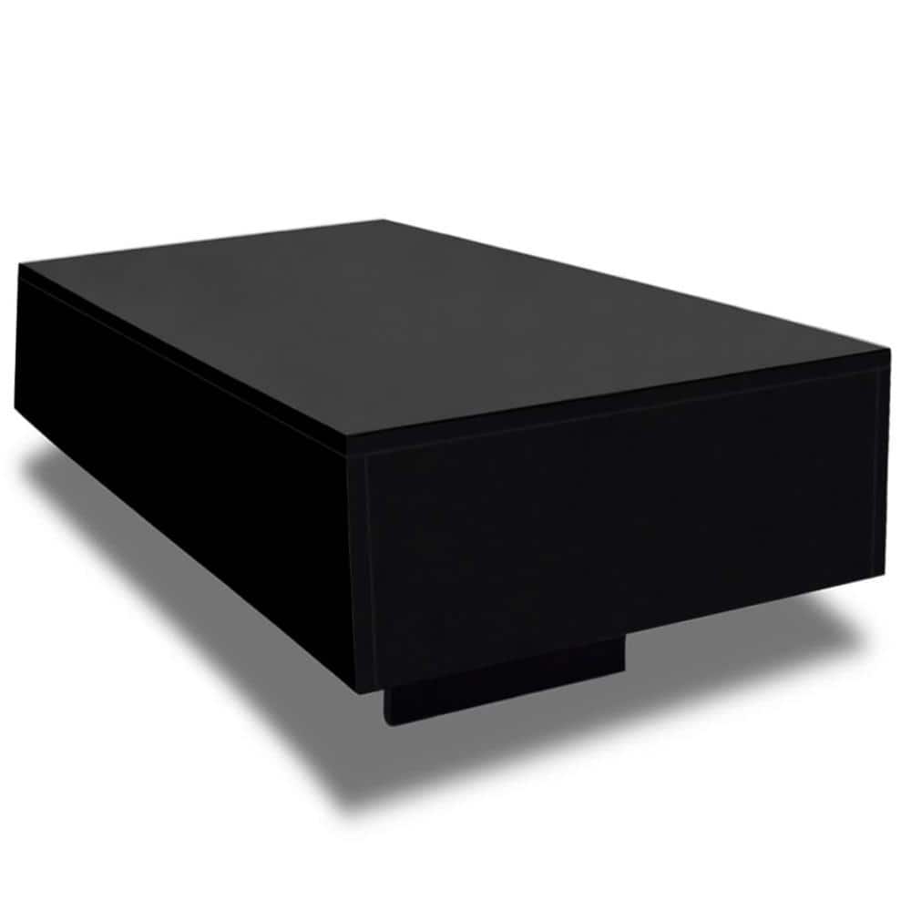 33.5 in. Black Rectangle Wood Coffee Table