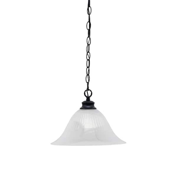 Unbranded Peabody 60-Watt 1-Light Matte Black Shaded Mini Pendant Light with Glass Shade