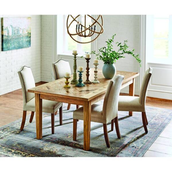 Unbranded Parquetry 10.25 ft. Rectangular Wood Dining Table in Natural
