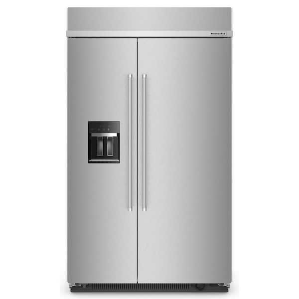 KitchenAid 48 in. W 29.4 cu. ft. Built-In Side by Side Refrigerator in Stainless Steel with PrintShield Finish