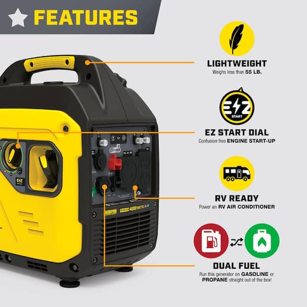 Champion Power Equipment 4000-Watt RV Ready Digital Hybrid Inverter Generator with Dual Fuel Technology Champion Power Equipment 4000-Watt RV Ready Digital Hybrid Inverter Generator with Dual Fuel Technology