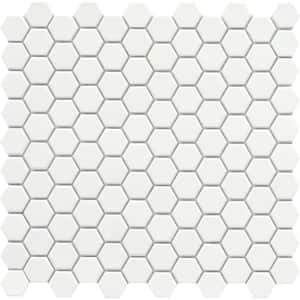 Source Pure White 11.02 in. x 11.42 in. Honeycomb Matte Porcelain Mosaic Tile (0.874 sq. ft./Each)