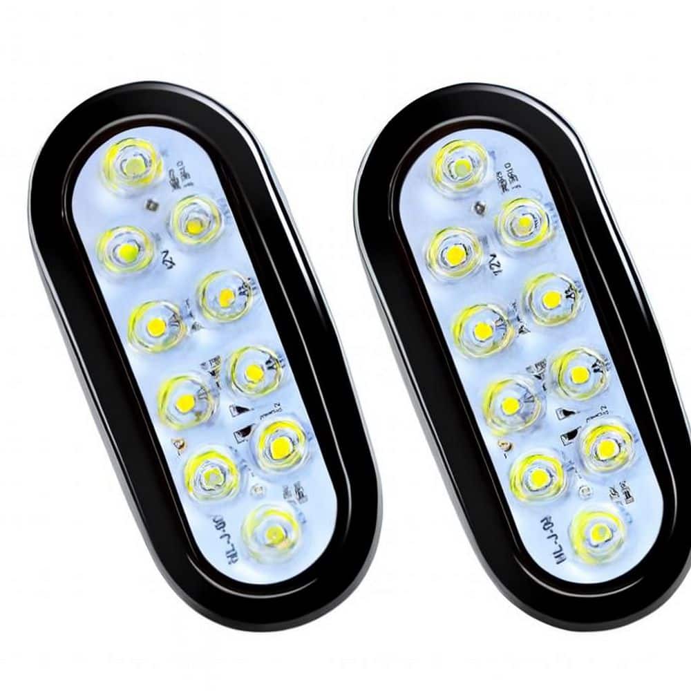 6 Inch Oval White Trailer Tail Lights, 2-Pack, 10 LED Reverse/Back Up Lamp, IP67 Waterproof, Truck RV Camper Boat Jeep price history on PriceWatchPro
